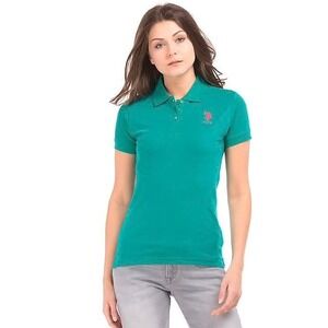 U.S. Polo‎ Assn. Teal Green Polo T-Shirt Women's Short Sleeve Casual Top Small